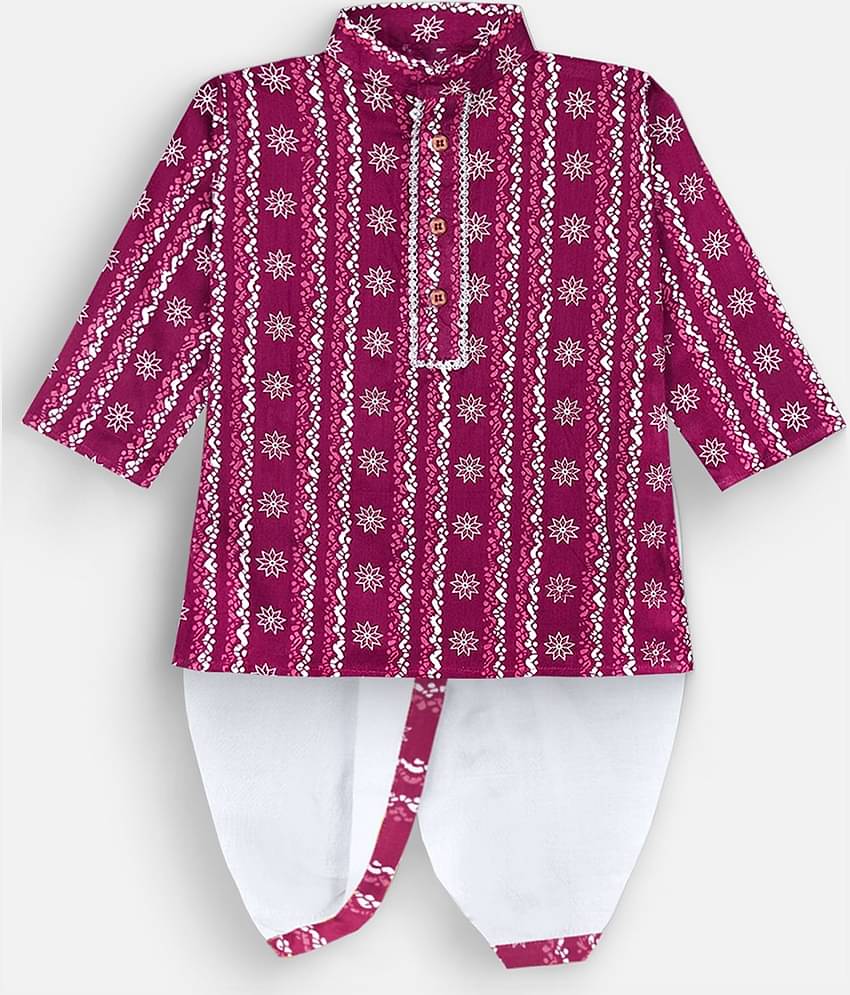 mustmom Boys Cotton Abstract - Pattern Dhoti Kurta Set ( Blue , Pack of 1 )