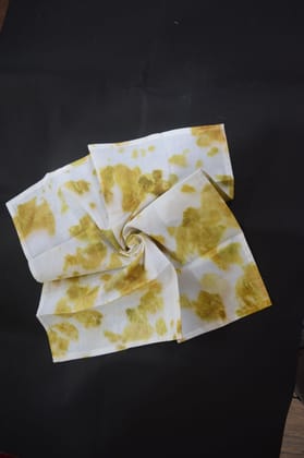 Tie-Dye Napkin, Yellow and White, Cotton Fabric, Square Shape