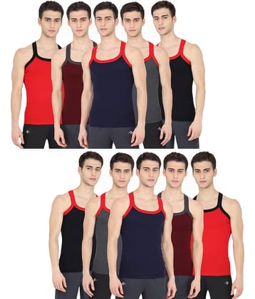 INNERO Pack of 10 Cotton Gym Vest For Men ( Multicolor )