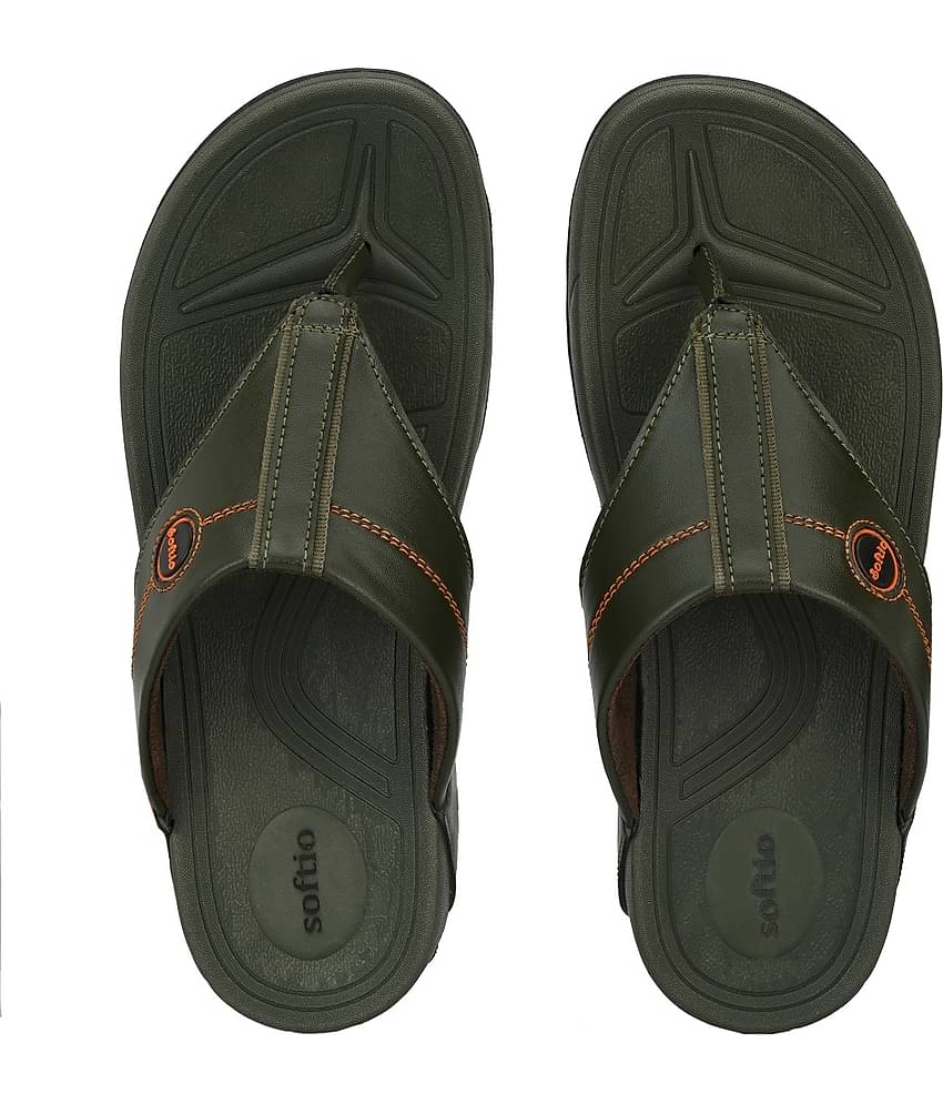 softio - Olive Men's Thong Flip Flop