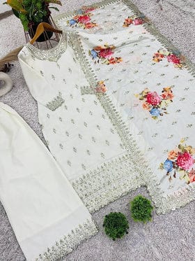 Beautiful Work Top-Bottom And Dupatta With Heavy Embroidery Sequence