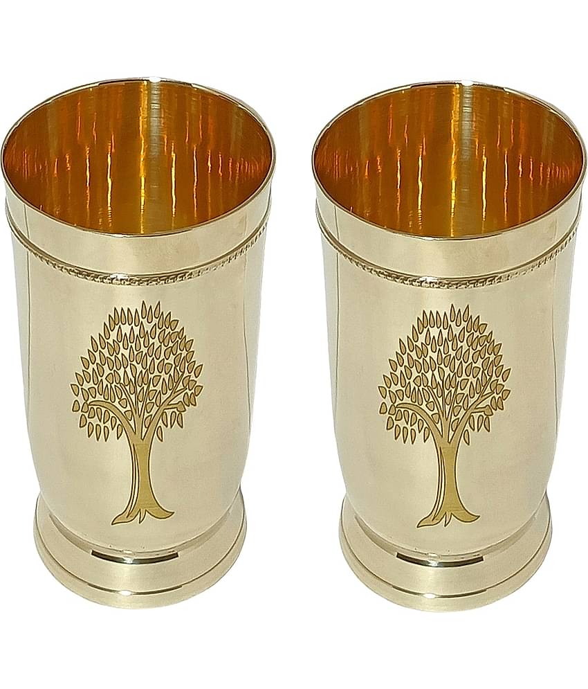 A & H ENTERPRISES - Heavy Water Brass Glasses 250 ml ( Pack of 2 )