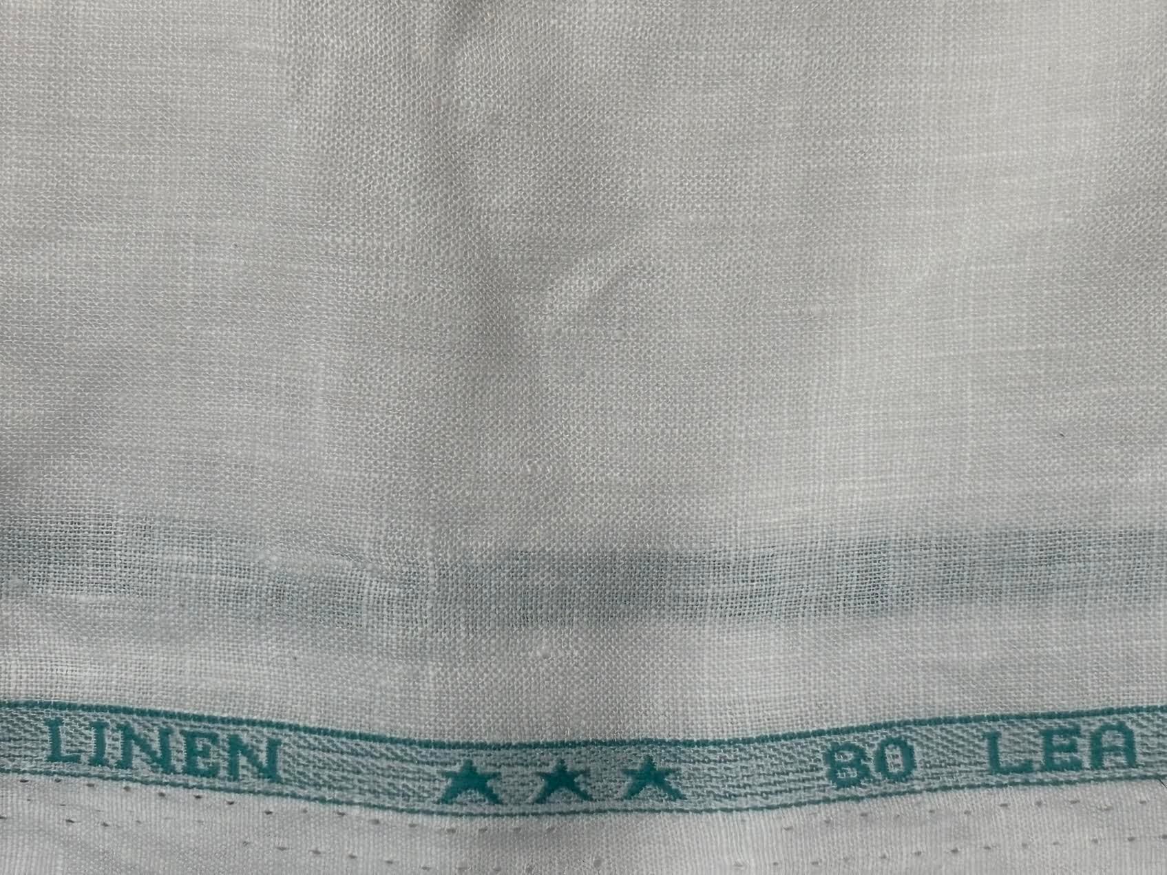 PURE 80 LEA LINEN 100 % PURE IRISH ARVIND COTTON WHITE COLOR FABRIC-1.6 Meeter