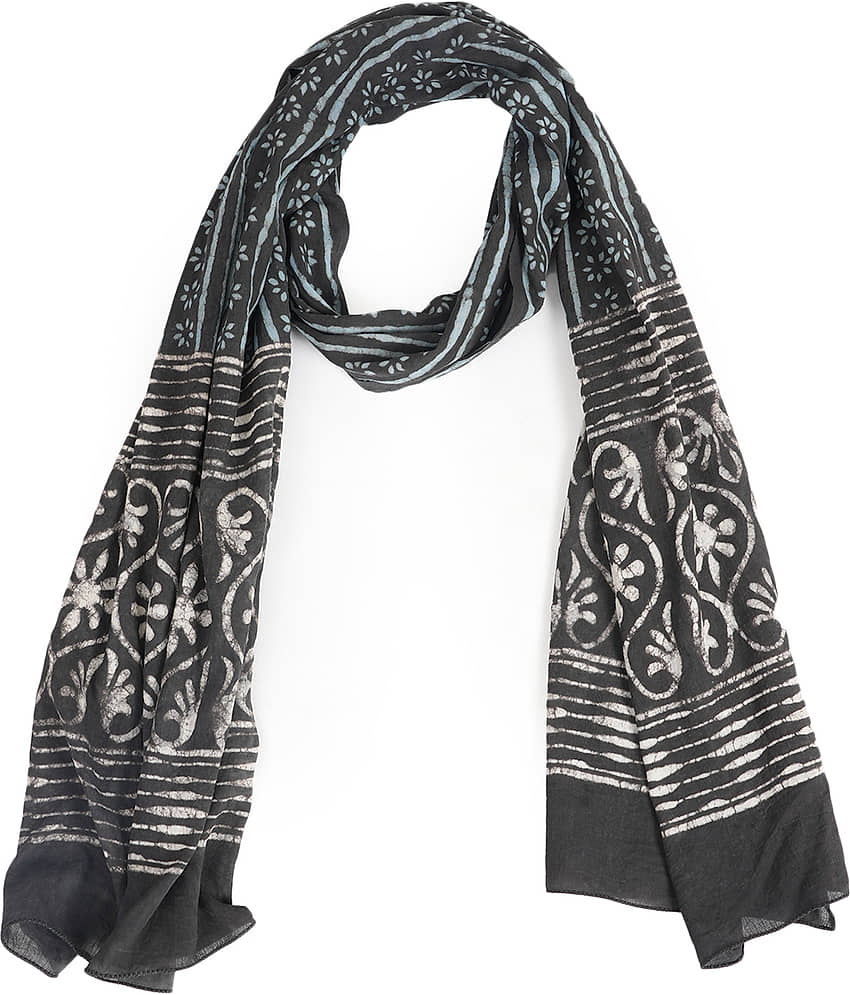 STYLE SHOES Black Cotton Blend Women's Scarf ( Pack of 1 )
