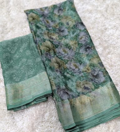 butterfly chiffon Zari woven border of 3 inch on both side