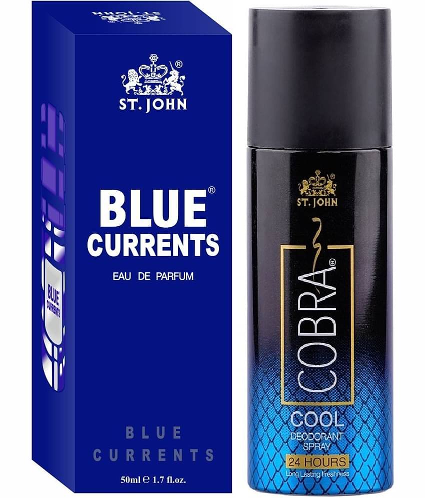 ST.JOHN Cobra Cool 150ml & Blue Current 50ml Deodorant Spray & Perfume for Men (165ml) - Pack of 2