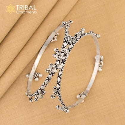 925 sterling silver amazing charm bangle bracelet, excellent custom made oxidized personalized bangle jewelry for belly dance ba57