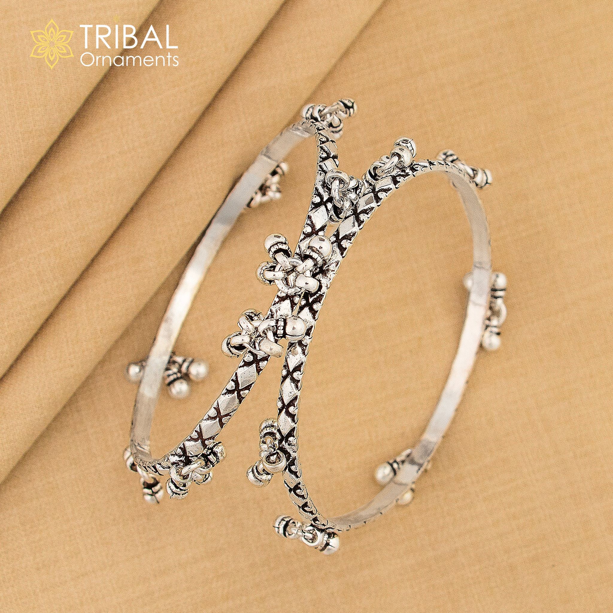 925 sterling silver amazing charm bangle bracelet, excellent custom made oxidized personalized bangle jewelry for belly dance ba57