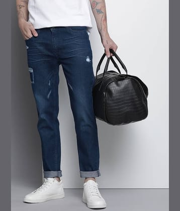 The Indian Garage Co. Slim Fit Distressed Men's Jeans - Blue ( Pack of 1 )