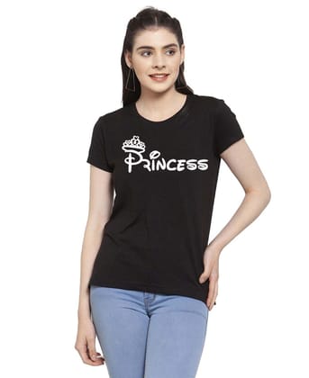 Women's Cotton Blend Princess Printed T-Shirt M (Black)