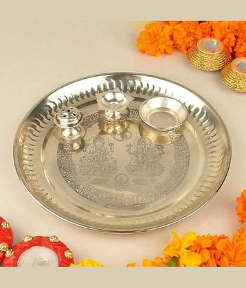HARSHLOVE Exquisite Stainless Steel 12-inch Pooja Thali Set