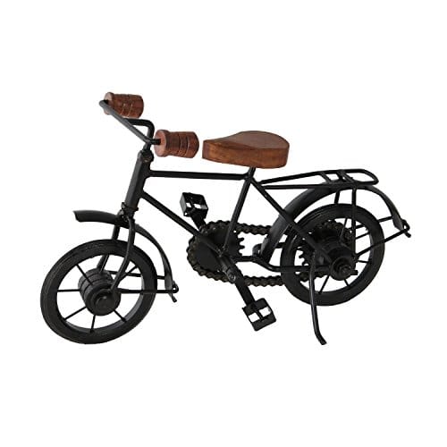 Metal and Wood Showpiece Handcrafted Antique Decorative Cycle For Home Decor (Black), 1 Piece
