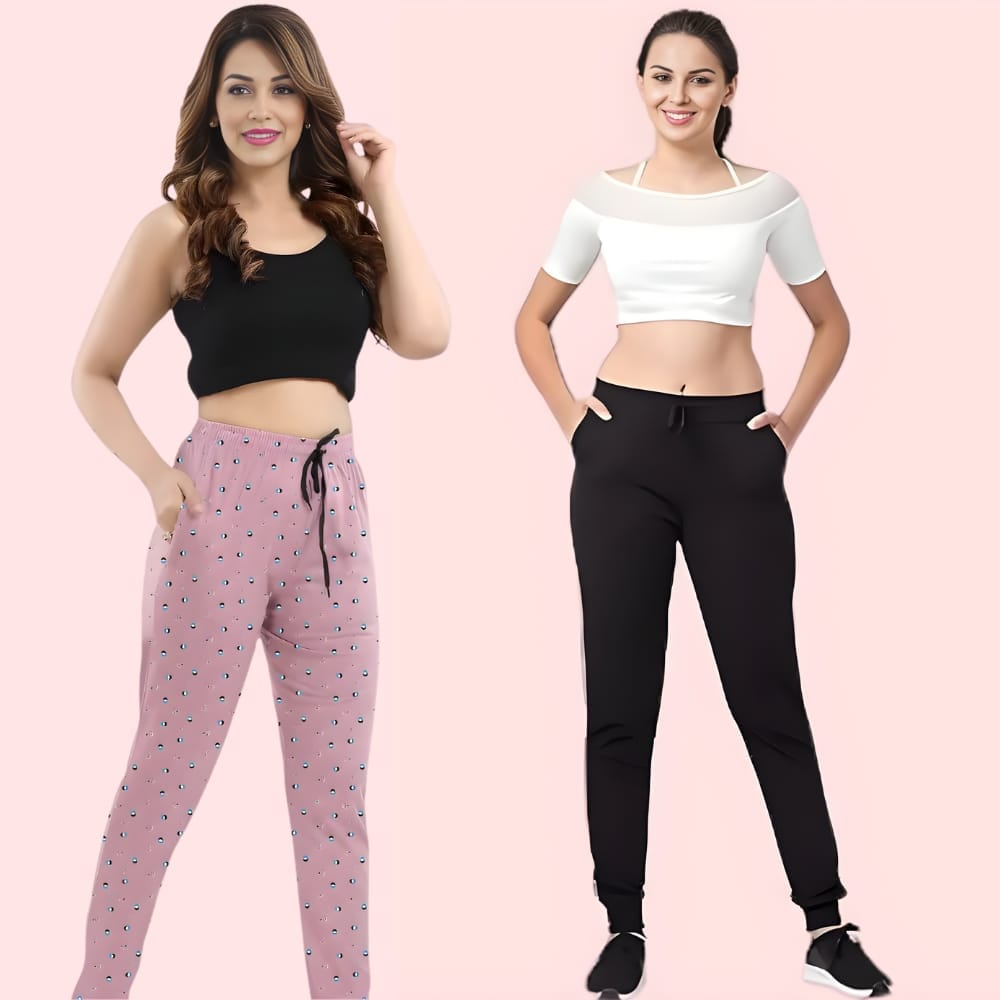 Lober Women’s Winter Cotton Jogger Pants – Pack of 2 - Joggers | Buy online on ZillyBuy