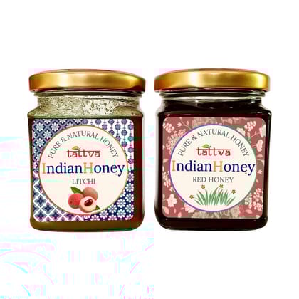 IndianHoney Red Honey & Buttery & Cognitive-Boosting Litchi Honey Combo Pack (230gm & 230gm) IndianHoney Red Honey & Buttery & Cognitive-Boosting Litchi Honey Combo Pack (230gm & 230gm)
