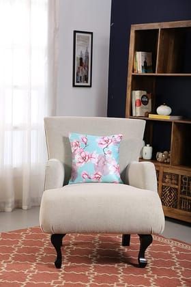 Koko Decorative Polyester Cushion Cover 16 x 16 Inch - Natural Soft Textured Aqua Solid Fabric, Square Pillow Covers for Bed, Sofa, and Chair Seat - Pack of 1
