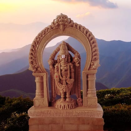 AMS Resin Sri Venkateshwara Idol Balaji Statue Decorative Perumal Showpiece Murti for Pooja Room Mandir Home & Office God Vishnu Bhagwan Idol for Spiritual Decor & Gifting 23 cm