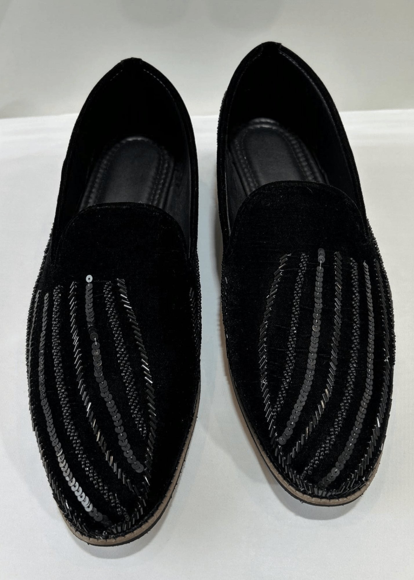 BLACK VELVET SEQUIN SHOES FOR MEN-Black / 6