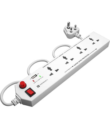Portronics Power Plate 4:With 4 Power Sockets +1USB Port Power Converter ,White (POR 1292)