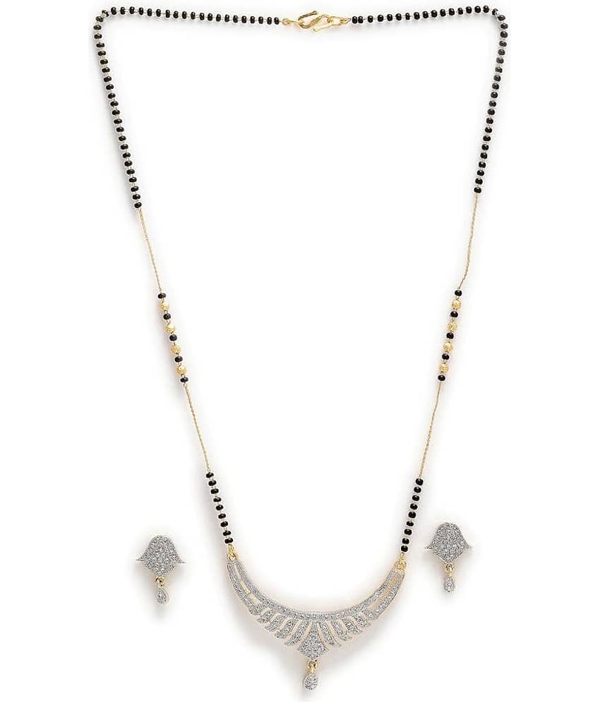 PUJVI Silver Mangalsutra Set ( Pack of 1 )