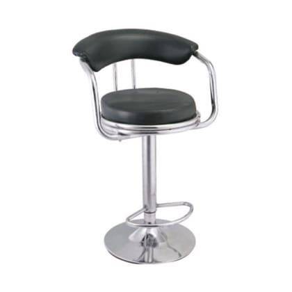 Learn With Us - Bar Revolving Stool, With Height Adjustable Gas Lift, Entire Structure In SS, Seat & Back In Leatherette (CS-E10)