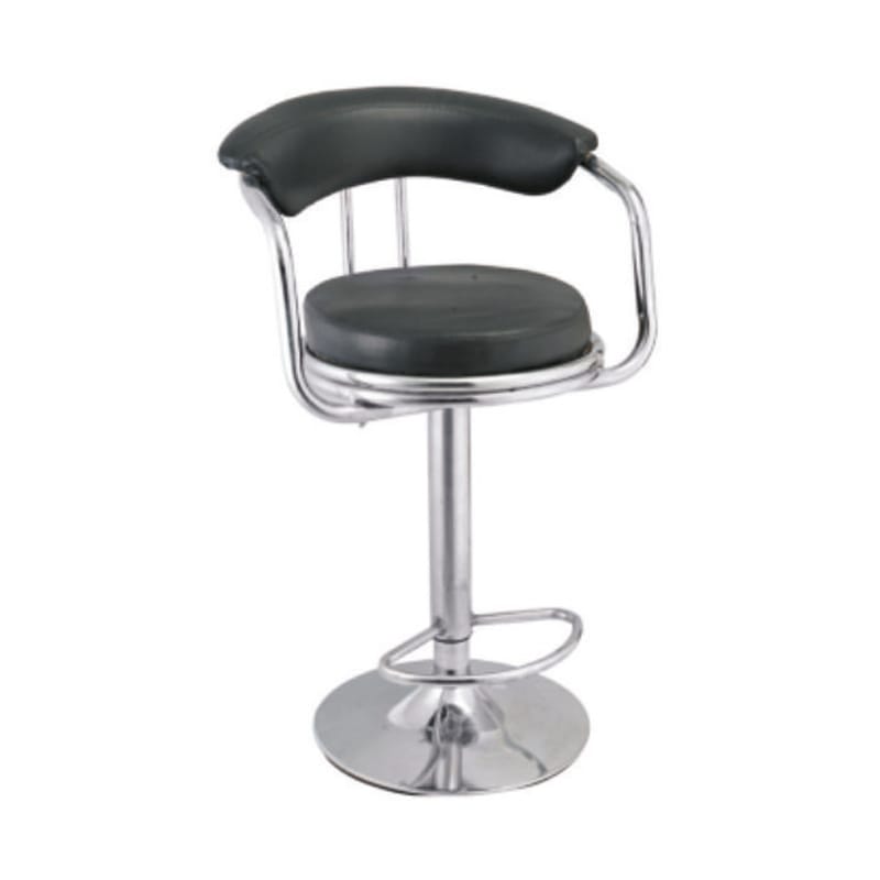 Learn With Us - Bar Revolving Stool, With Height Adjustable Gas Lift, Entire Structure In SS, Seat & Back In Leatherette (CS-E10)