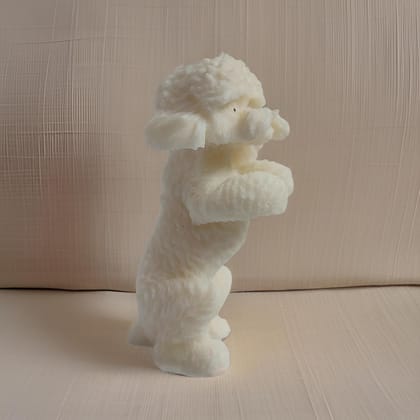 SS ENTERPRISE Organic SOYA Wax Poodle Sculpture Candle for Decoration, Party, Diwali, 1 Pack, White