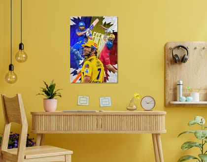 "IT'S THE LEGENDS- DHONI + ROHIT + VIRAT"- Shiny & Sturdy Metallic Poster  Art That Pops & Sticks-A3