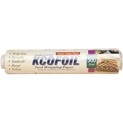 KCOFOIL 500G Food Wrapping Paper | Food Grade Butter Paper for Roti, Chapati, Sandwich, Baking | Non-Stick & Greaseproof | Ideal for Kitchen, Tiffin & Daily Use