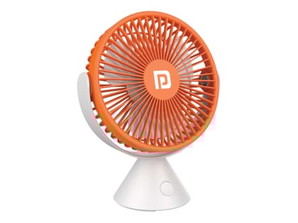 Portronics Aero Breeze, 3 Adjustable Speed Levels, Up to 3000 RPM, 360-Degree Cooling, 2400mAh Rechargeable Battery - Orange