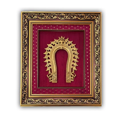  Brass Prabhavali Arch Framed in beautiful Raw Silk 18”