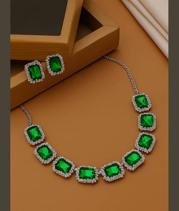 SHANKHRAJ MA LL Green Metal Necklace Set ( Pack of 1 )