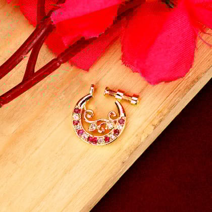 Red-White Gold Nose Pin-Red-White / Gold Plated