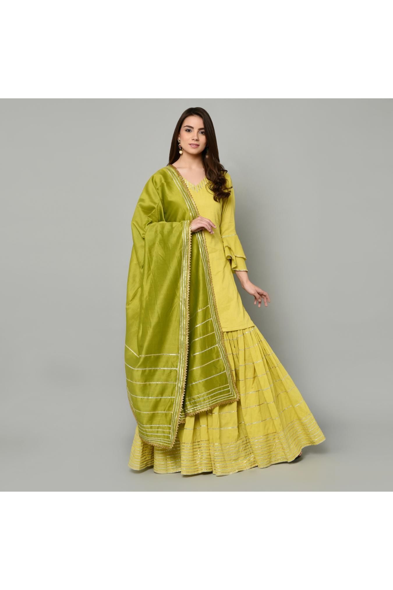 LIME GREEN SHARARA SET OF 3-XL