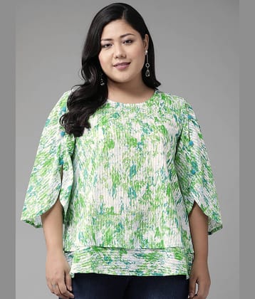 Yash Gallery Women's Cotton Blend Regular Top ( Green )