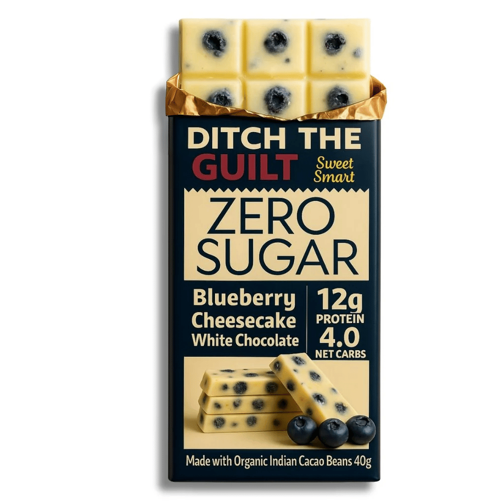 Blueberry Cheese Cake • 12g Protein • Sugar Free Dark Chocolate • 40g bar