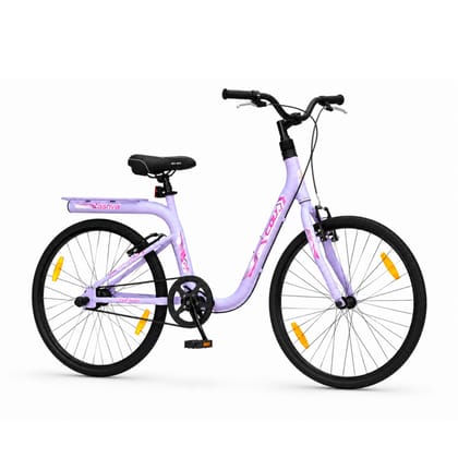 Steed Ashva Colt Single Speed Belt Drive Urban Cycle - Zero Lubrication 26" No Puncture Tyre (Pastel & Lilac)