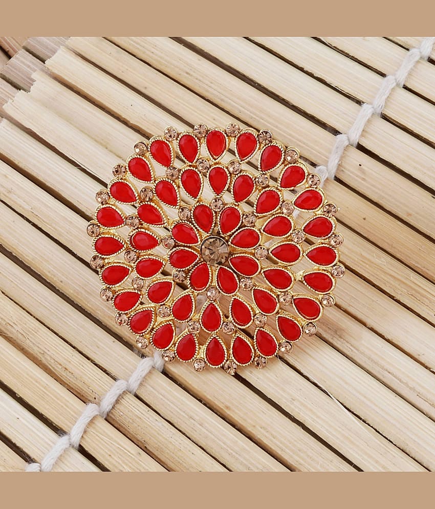 Round Gold Tone Adjustable Traditional Finger Ring For Women And Girl