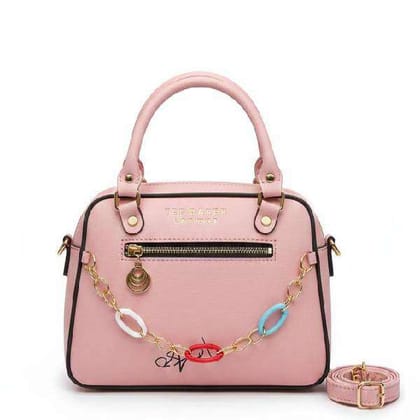 Trendy Pink Handheld Bag with Stylish Colorful Chain Trendy Pink Handheld Bag with Stylish Colorful Chain