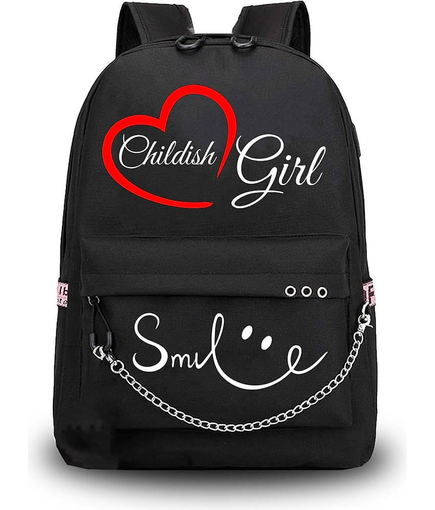 CLUCI 26 Ltrs Canvas Backpack *For Boys & Girls ( Black )