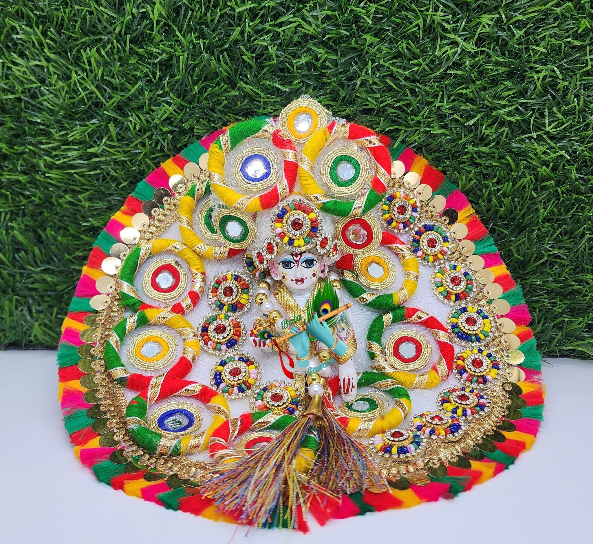 laddu gopal holi and navratra special heavy dress with pagdi and patka-2
