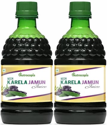 NUTROCOPIA Neem Karela Jamun Juice for Diabetes - 400 ml, Ayurvedic Diabetic Care Juice, Helps Maintain Healthy Sugar Levels, Immunity Booster Juice for Skin Care & Natural Detox Pack of 2