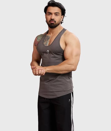 Fuaark Grey Cotton Regular Fit Men's Tanks ( Pack of 1 )
