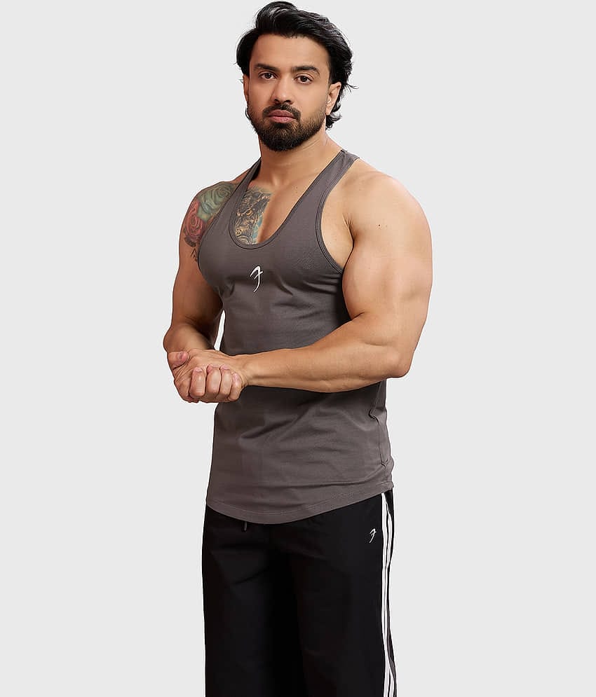 Fuaark Grey Cotton Regular Fit Men's Tanks ( Pack of 1 )