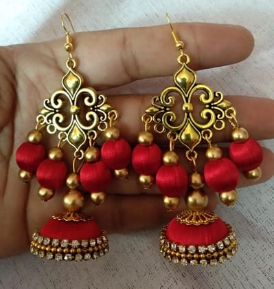 Metal Charm Beaded Jhumka Earrings