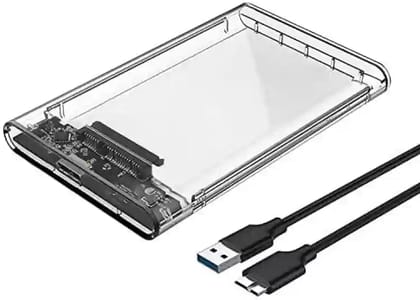 External Portable USB 3.0 to SATA Transparent Hard Drive Enclosure for 2.5 Inch SATA HDD/SSD below 9.5mm Thickness, Supports UASP SATA III, Max 6TB, Tool-Free Design