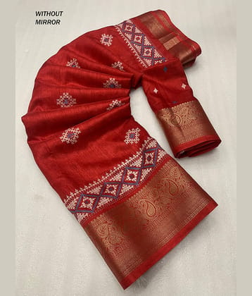 Bhuwal Fashion Cotton Printed Saree With Unstitched Blouse Piece ( Pink )
