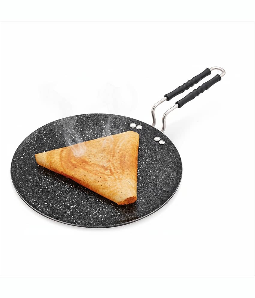 NSVL Non Stick Aluminium Dosa Tawa/Flat Tawa Heavy Bottom Stainless Steel Handle 3 mm Thickness 30 cm Diameter