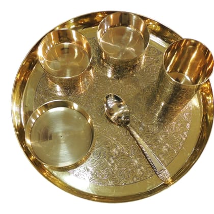 Brass Drinking Water Thali | Traditional Dining Plate, Height : 1.2 Inch (BCMAS108 D)