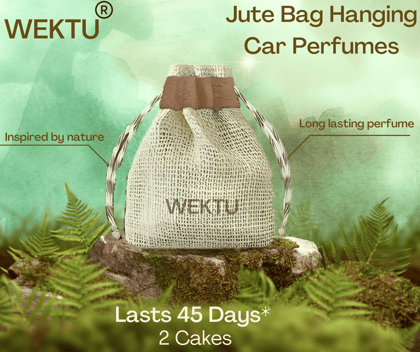 Wektu Jute Bag Hanging Car Perfume - Long Lasting & Natural
