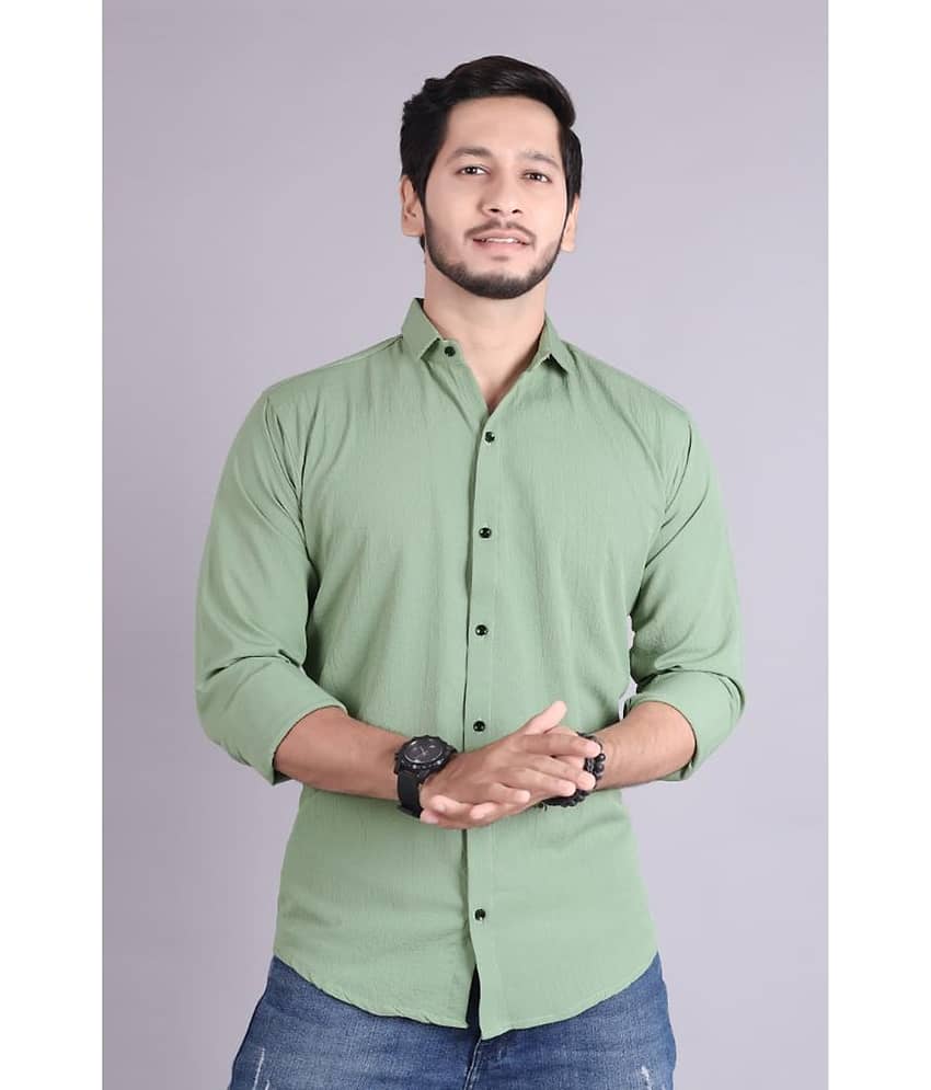 jeevaan... the perfact fashion Cotton Blend Slim Fit Solids Full Sleeves Men's Casual Shirt - Green ( Pack of 1 )